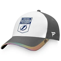 Men's Fanatics White/Gray Tampa Bay Lightning 2020 NHL Stanley Cup Champs Banner Snapback Hat