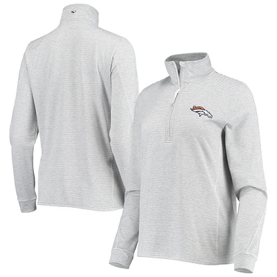 Women's Vineyard Vines Heather Gray Denver Broncos Sankaty Shep Half-Zip Pullover Top