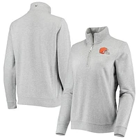 Women's Vineyard Vines Heather Gray Cleveland Browns Shep Shirt Quarter-Zip Sweatshirt