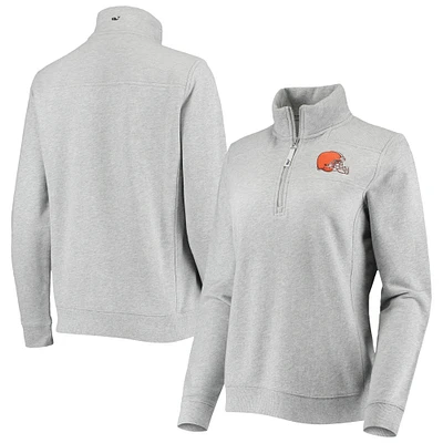 Women's Vineyard Vines Heather Gray Cleveland Browns Shep Shirt Quarter-Zip Sweatshirt