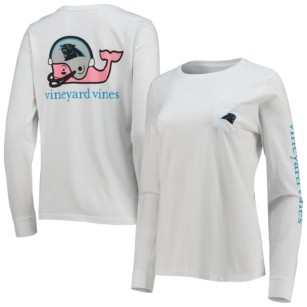 Women's Vineyard Vines White Carolina Panthers Helmet Long Sleeve T-Shirt