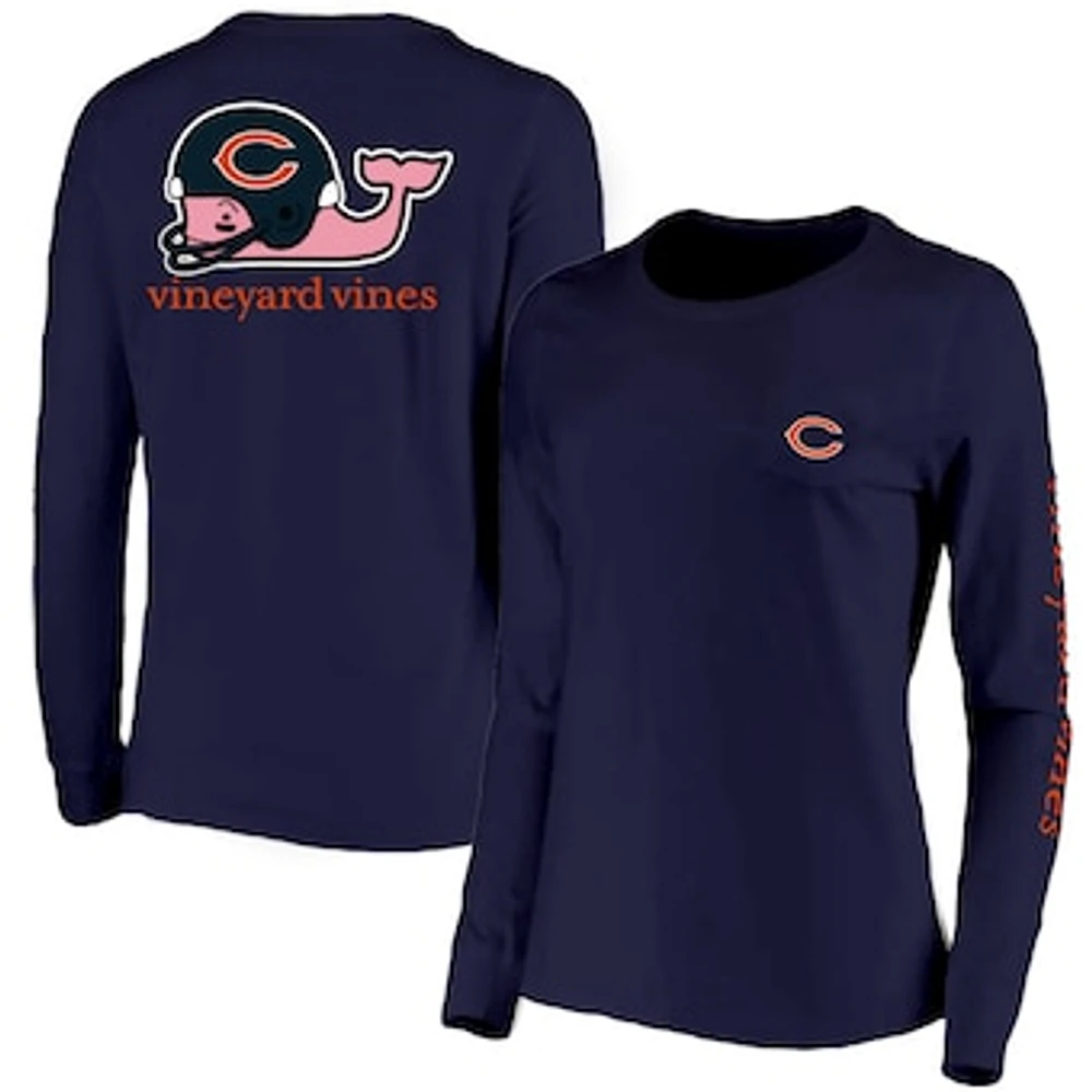 Women's Vineyard Vines Navy Chicago Bears Helmet Long Sleeve T-Shirt