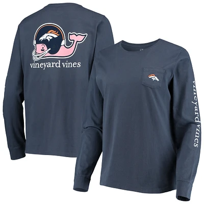 Women's Vineyard Vines Navy Denver Broncos Helmet Long Sleeve T-Shirt