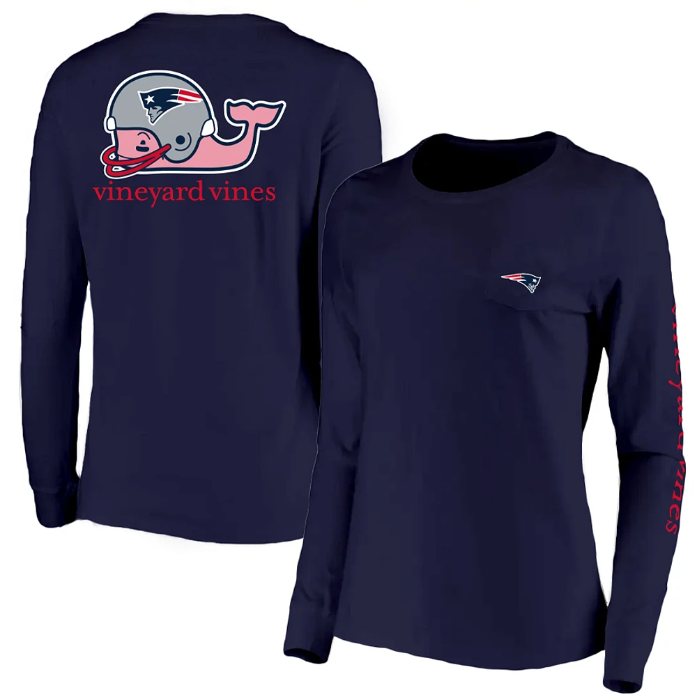 Women's Vineyard Vines Navy New England Patriots Helmet Long Sleeve T-Shirt