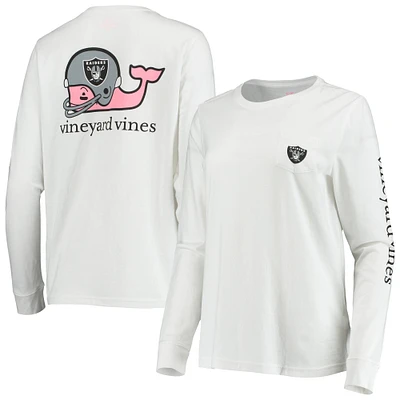 Women's Vineyard Vines White Las Vegas Raiders Helmet Long Sleeve T-Shirt