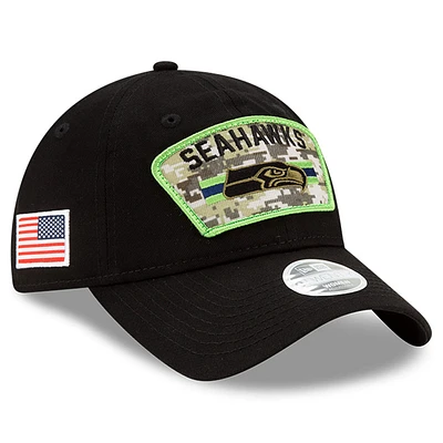 Women's New Era Black Seattle Seahawks 2021 Salute To Service 9TWENTY Adjustable Hat