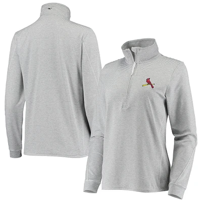 Women's Vineyard Vines Heather Gray St. Louis Cardinals Stripe Sankaty Half-Zip Pullover Top