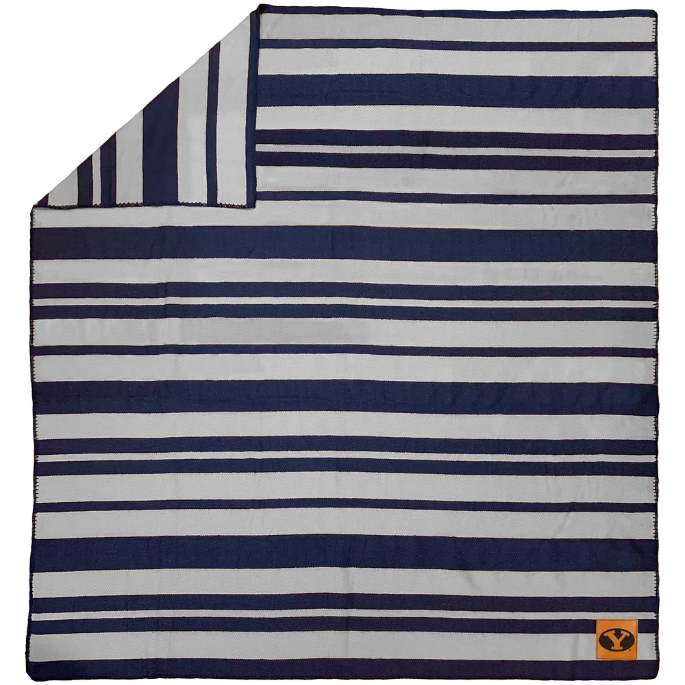 BYU Cougars 60'' x 70'' Acrylic Stripe Blanket with Faux Leather Logo Patch