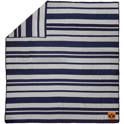 BYU Cougars 60'' x 70'' Acrylic Stripe Blanket with Faux Leather Logo Patch