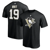 Men's Fanatics Ryan Whitney Black Pittsburgh Penguins Authentic Stack Retired Player Nickname & Number T-Shirt