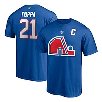 Men's Fanatics Peter Forsberg Blue Quebec Nordiques Authentic Stack Retired Player Nickname & Number T-Shirt