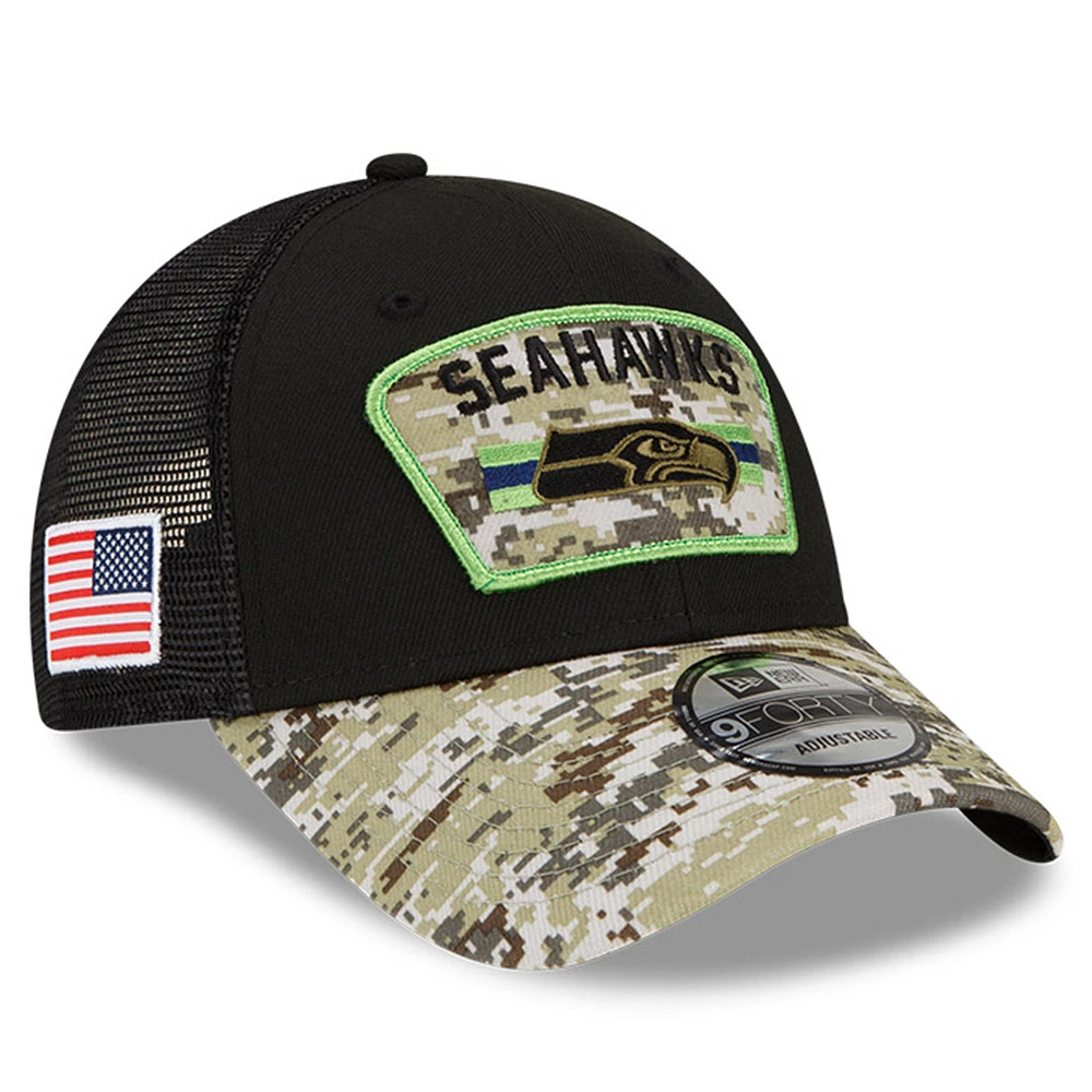 Men's New Era Black/Camo Seattle Seahawks 2021 Salute To Service