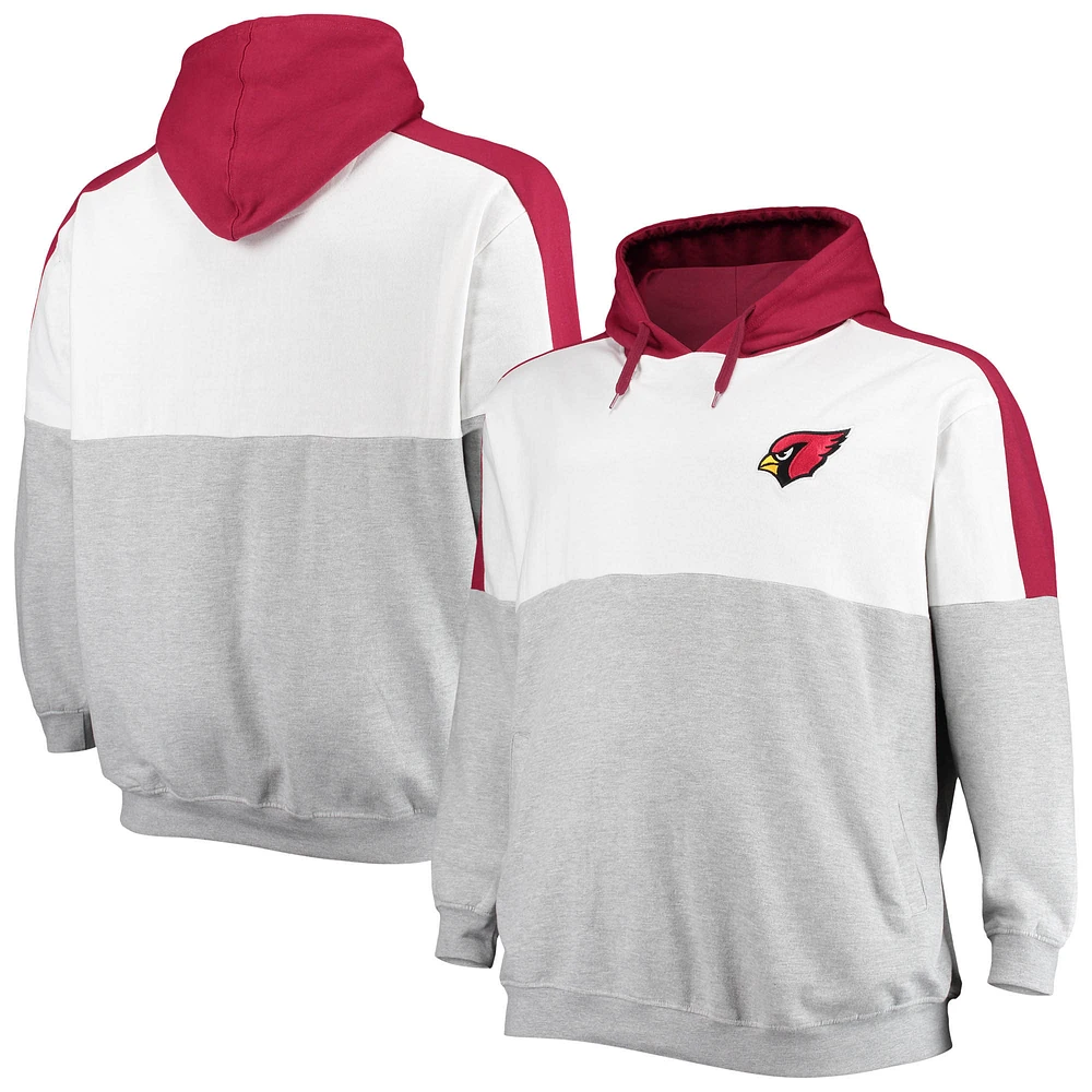 Men's Cardinal/Heathered Gray Arizona Cardinals Big & Tall Team Logo Pullover Hoodie