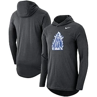 Men's Nike Heathered Charcoal Duke Blue Devils Long Sleeve Performance Tri-Blend Hoodie T-Shirt