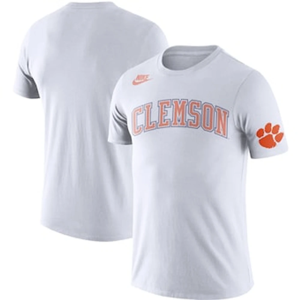 Men's Nike White Clemson Tigers Basketball Retro 2-Hit T-Shirt