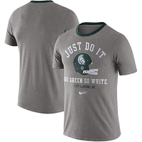 Men's Nike Heathered Gray Michigan State Spartans Vault Helmet Tri-Blend T-Shirt