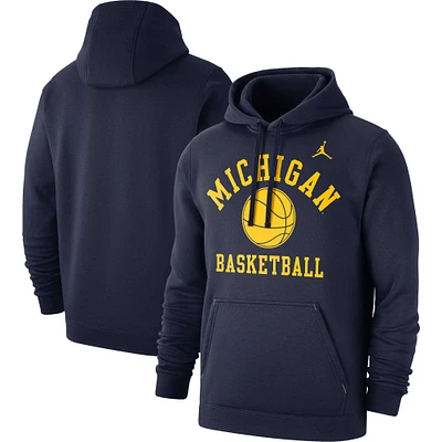 Men's Jordan Brand Navy Michigan Wolverines Basketball Club Fleece Pullover Hoodie