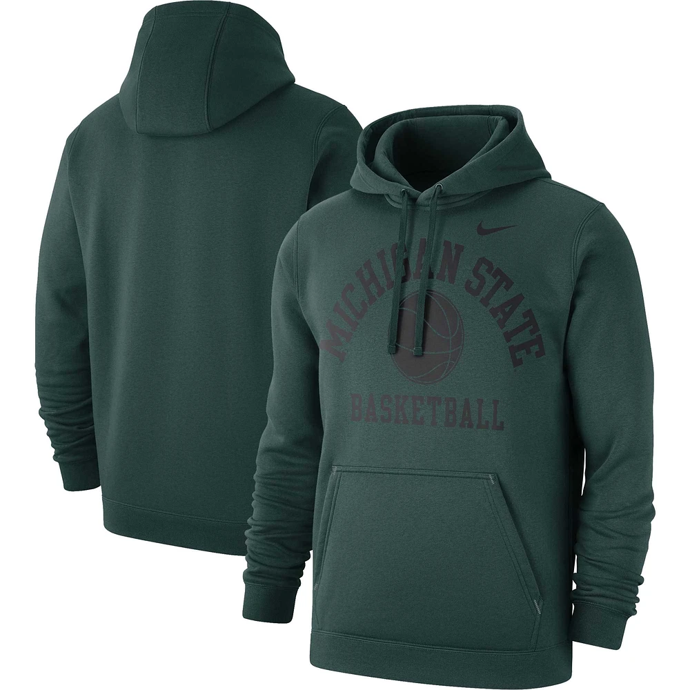 Men's Nike Green Michigan State Spartans Basketball Club Fleece Pullover Hoodie