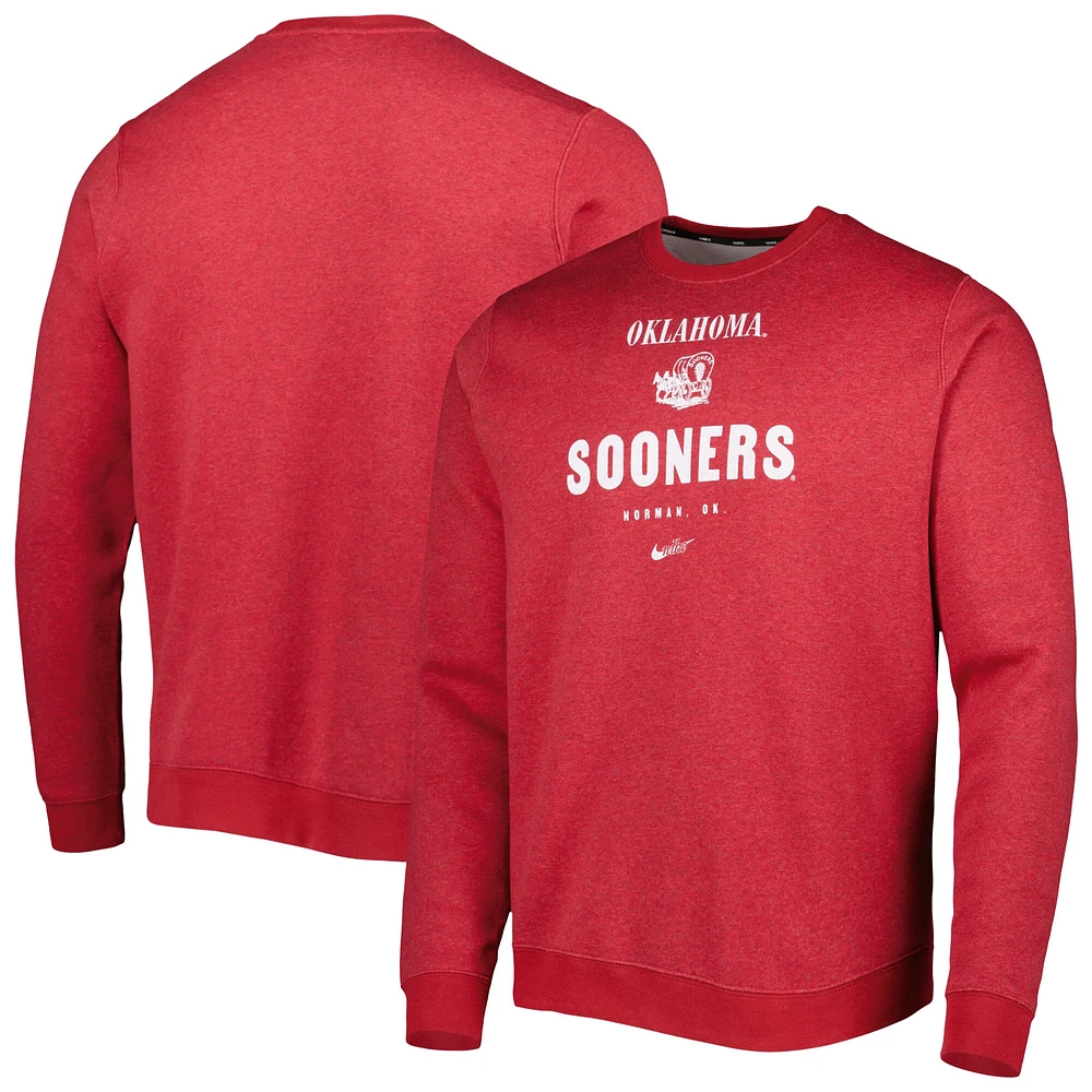 Men's Nike Crimson Oklahoma Sooners Vault Stack Club Fleece Pullover Sweatshirt