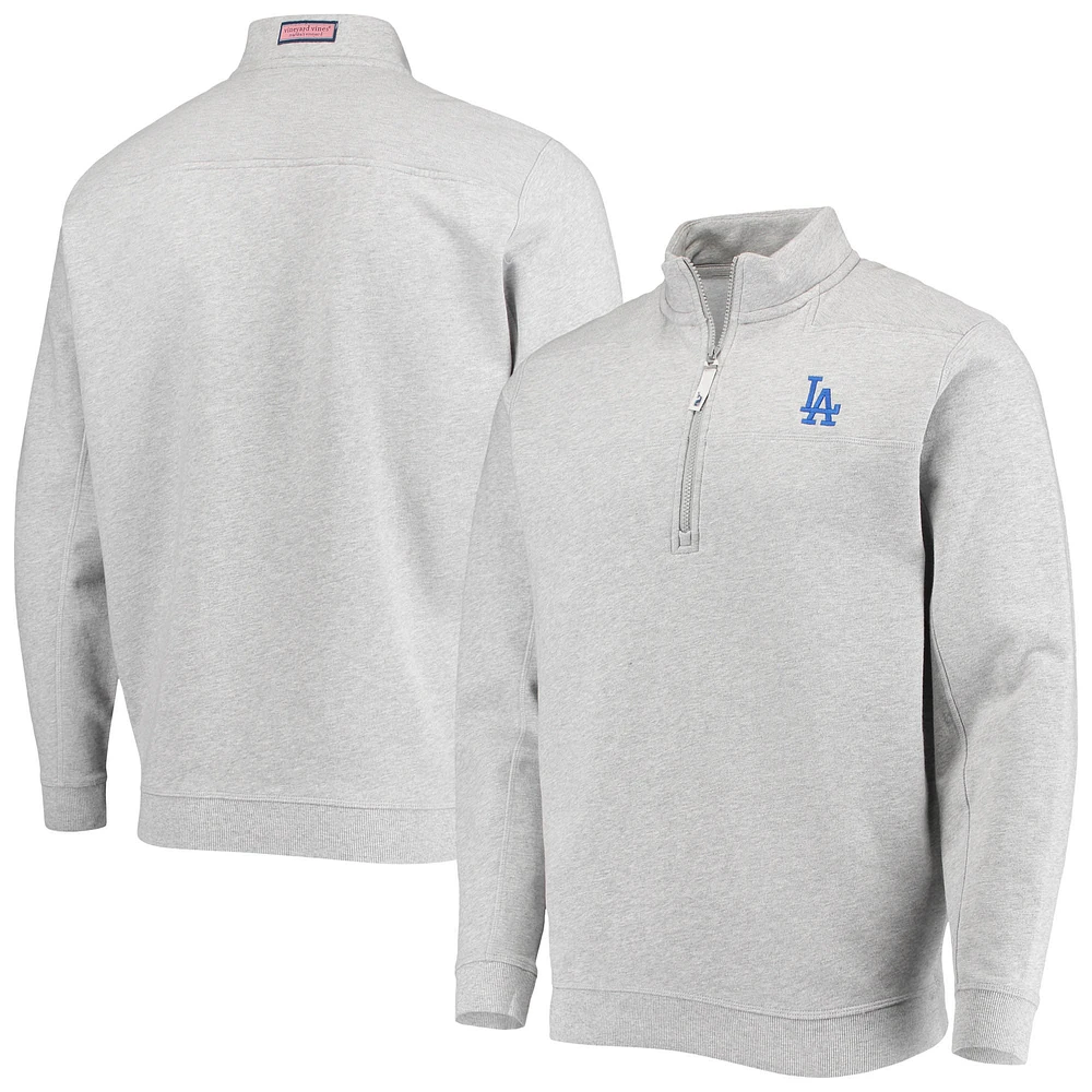 Men's Vineyard Vines Gray Los Angeles Dodgers Shep Shirt Quarter-Zip Sweatshirt