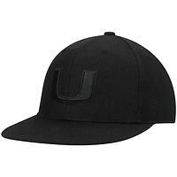 Men's Top of the World Miami Hurricanes Black On Black Fitted Hat