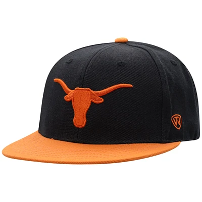 Men's Top of the World Black/Texas Orange Texas Longhorns Team Color Two-Tone Fitted Hat