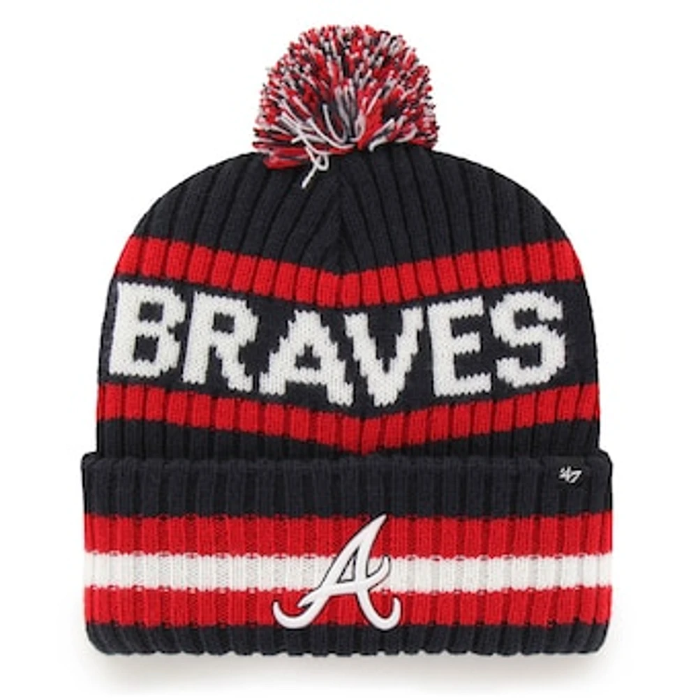 Men's '47 Navy Atlanta Braves Bering Cuffed Knit Hat with Pom