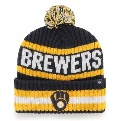 Men's '47 Navy Milwaukee Brewers Bering Cuffed Knit Hat with Pom