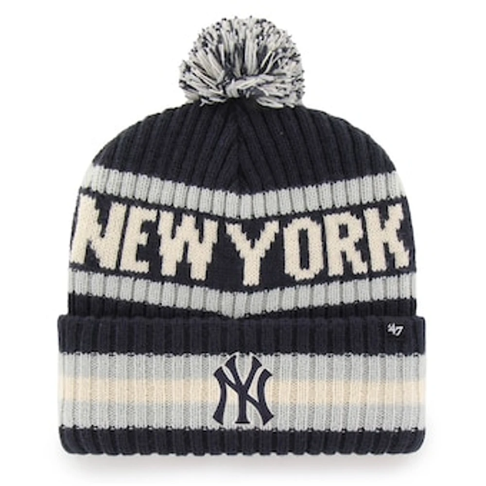 Men's '47 Navy New York Yankees Bering Cuffed Knit Hat with Pom