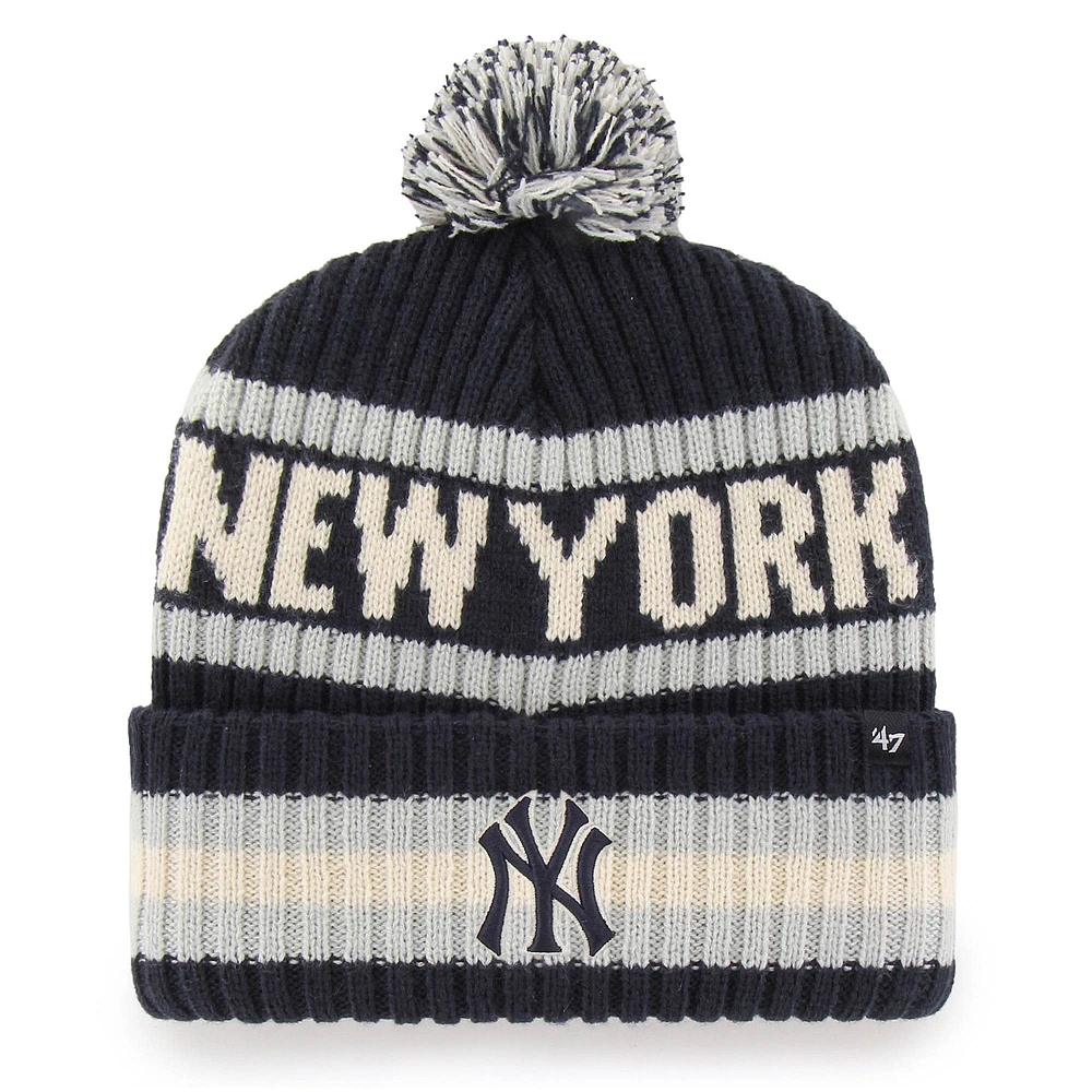 Men's '47 Navy New York Yankees Bering Cuffed Knit Hat with Pom