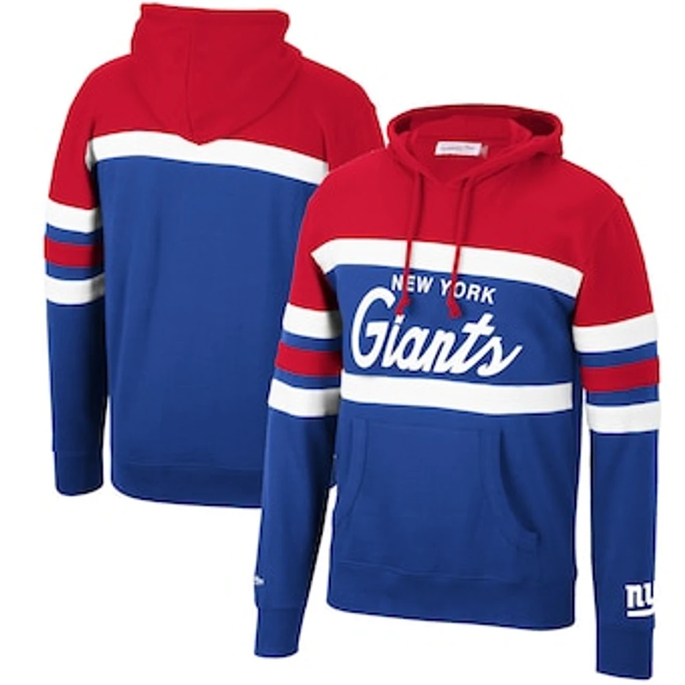 Men's Mitchell & Ness Royal/Red New York Giants Head Coach Pullover - Hoodie