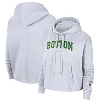 Women's Nike White Boston Celtics 2021/22 City Edition Essential Logo Cropped Pullover Hoodie