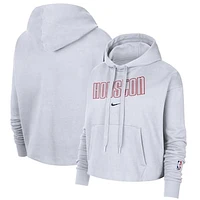 Women's Nike White Houston Rockets 2021/22 City Edition Essential Logo Cropped Pullover Hoodie