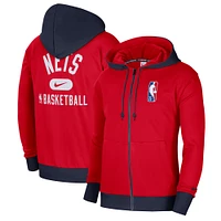 Men's Nike Red/Navy Brooklyn Nets 2021/22 City Edition Courtside Heavyweight Fleece Full-Zip Hoodie