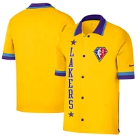 Men's Nike Gold/Purple Los Angeles Lakers 2021/22 City Edition Therma Flex Showtime Short Sleeve Full-Snap Collar Jacket