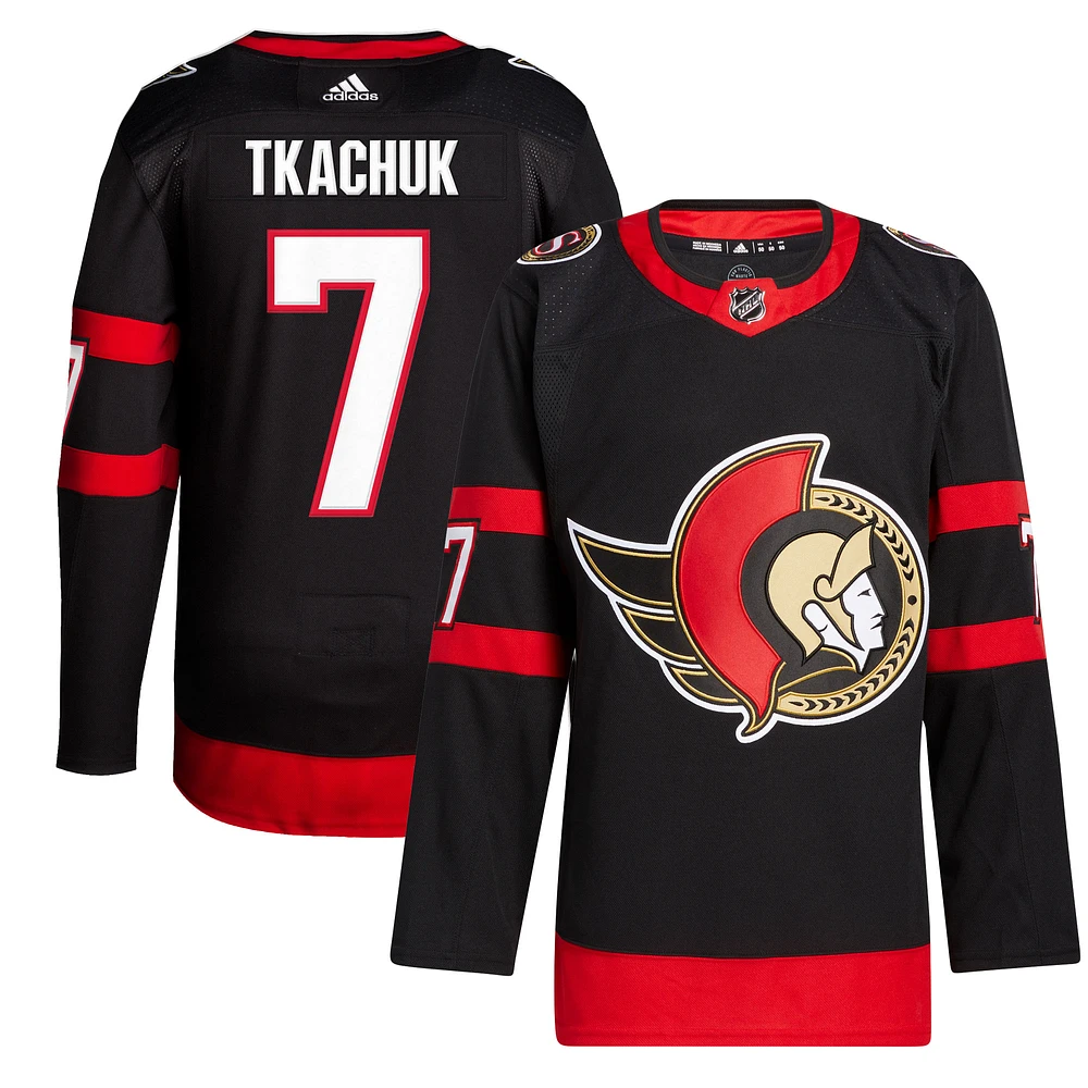 Men's adidas Brady Tkachuk Black Ottawa Senators Home Primegreen Authentic Jersey