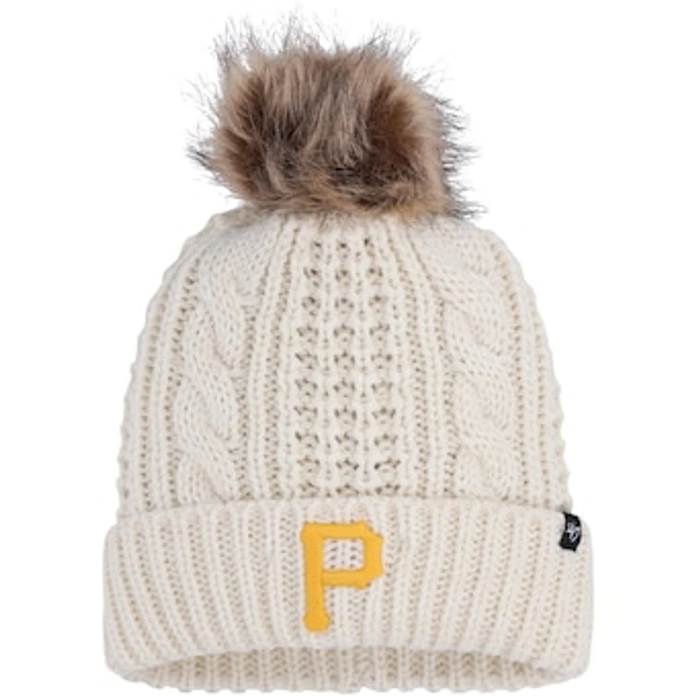 Women's '47 Cream Pittsburgh Pirates Meeko Cuffed Knit Hat with Pom