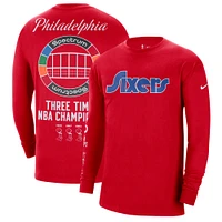 Men's Nike Red Philadelphia 76ers 2021/22 City Edition Courtside Heavyweight Moments Long Sleeve T-Shirt