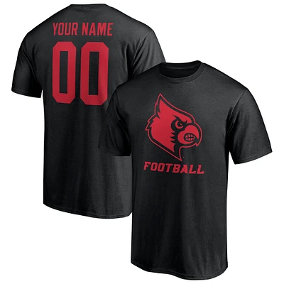 Men's Black Louisville Cardinals Personalized Any Name & Number One Color T-Shirt