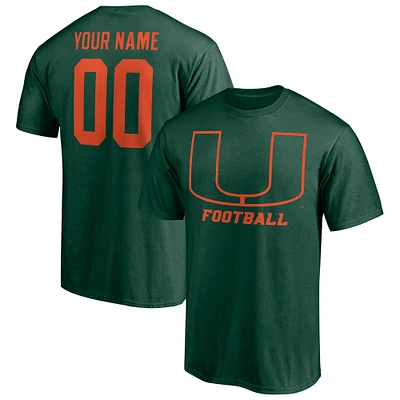 Men's Green Miami Hurricanes Personalized Any Name & Number One Color T-Shirt