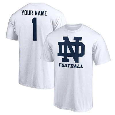 Men's White Notre Dame Fighting Irish Personalized Any Name & Number One Color T-Shirt