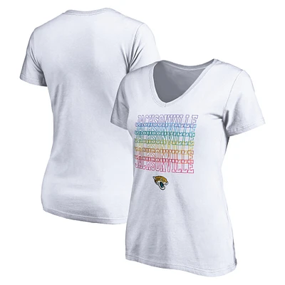 Women's White Jacksonville Jaguars City Pride V-Neck T-Shirt