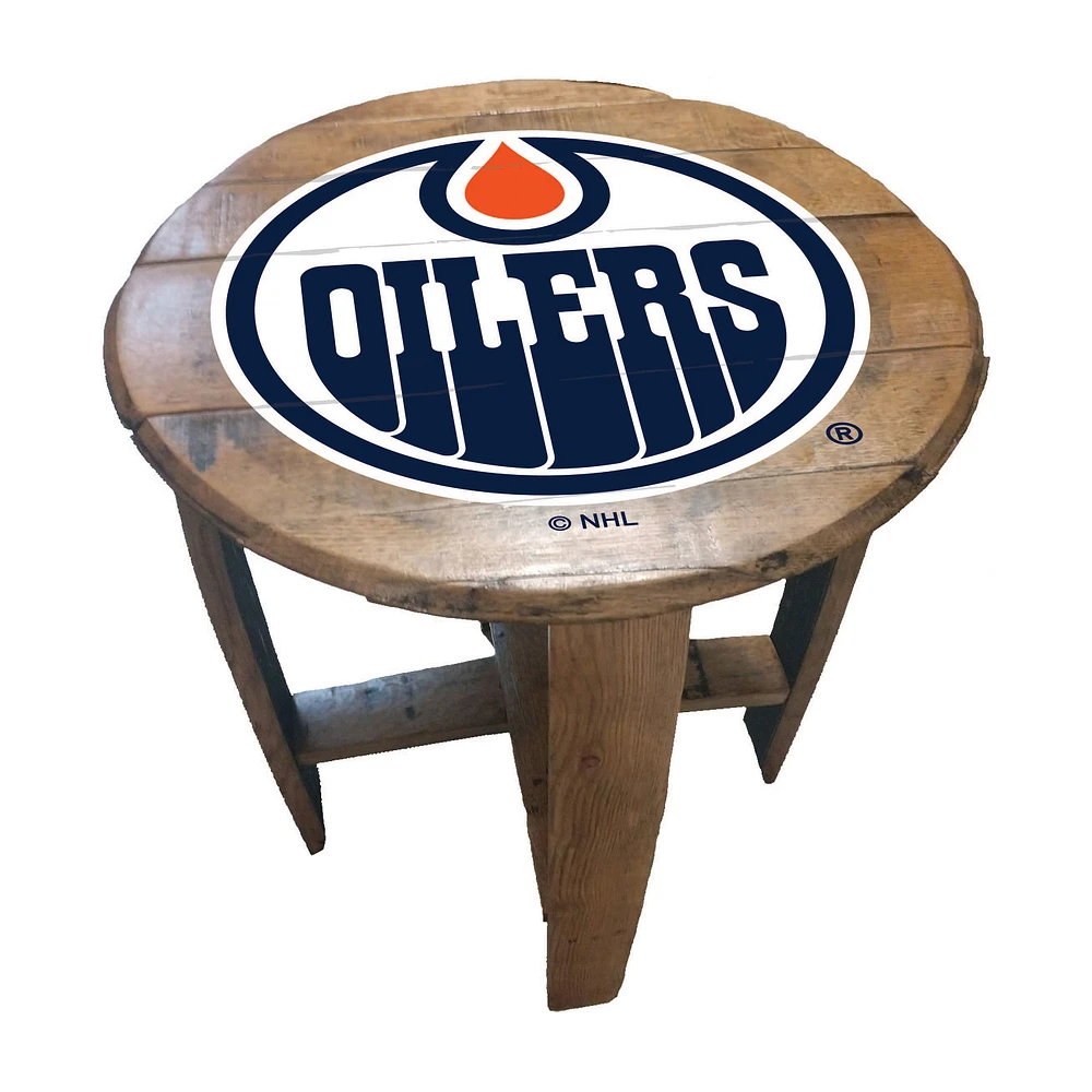 Imperial Edmonton Oilers Oak Barrel Table
