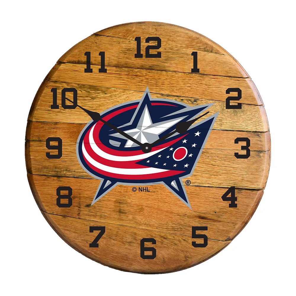Imperial Columbus Blue Jackets Oak Barrel Clock