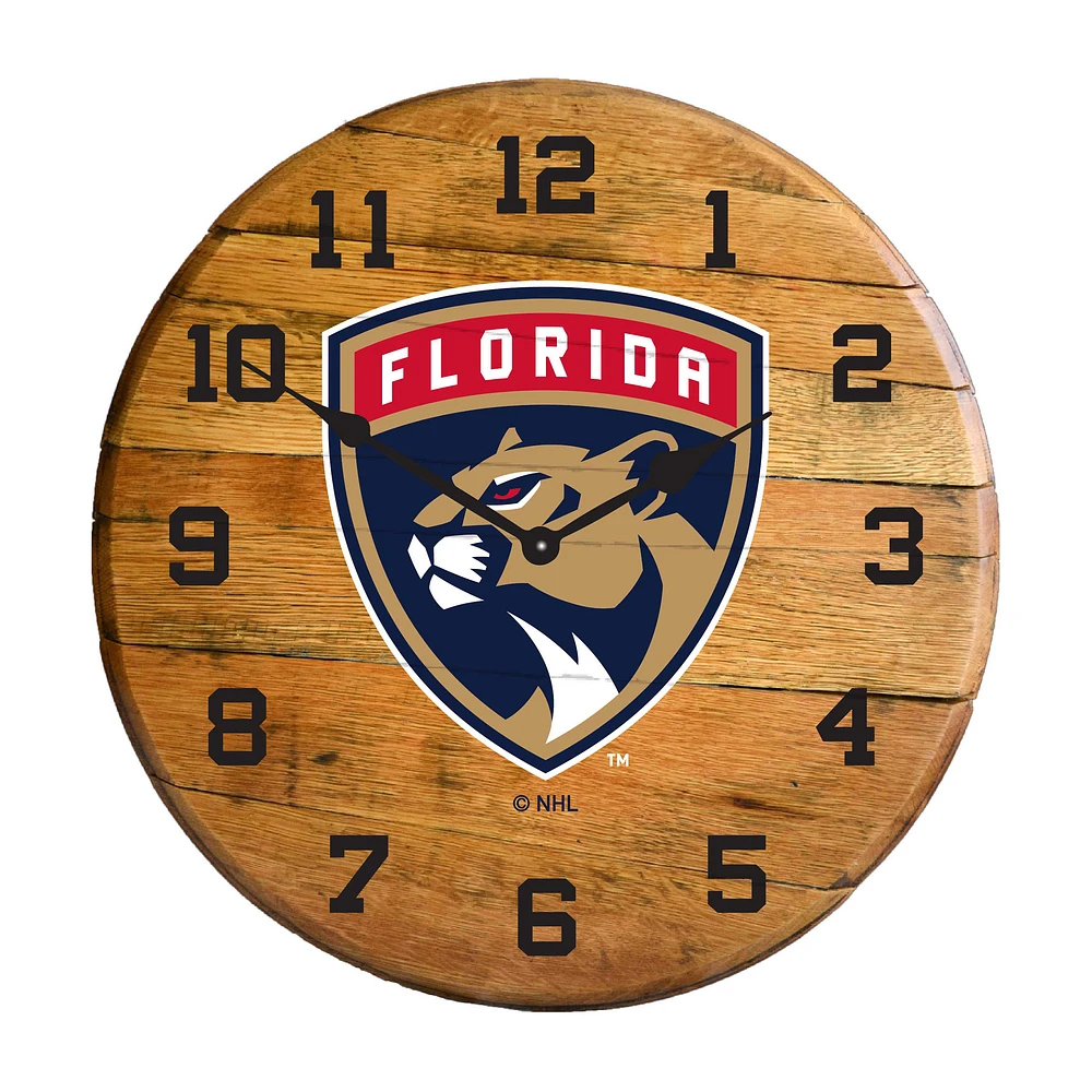 Imperial Florida Panthers Oak Barrel Clock