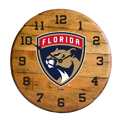 Imperial Florida Panthers Oak Barrel Clock