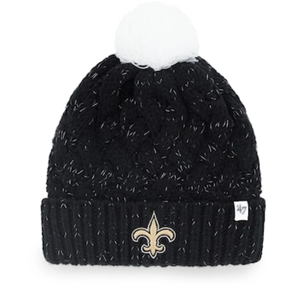 Women's '47 Black New Orleans Saints Fiona Logo Cuffed Knit Hat with Pom