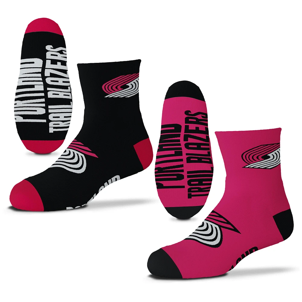 Youth For Bare Feet Portland Trail Blazers Two-Pack Quarter-Length Team Socks