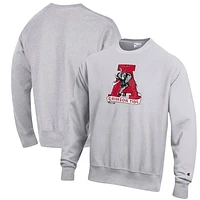Men's Champion Heathered Gray Alabama Crimson Tide Vault Logo Reverse Weave Pullover Sweatshirt