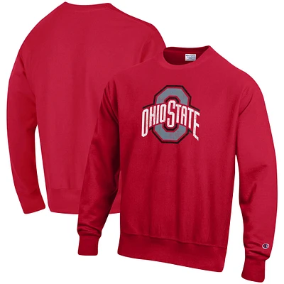 Men's Champion Scarlet Ohio State Buckeyes Vault Logo Reverse Weave Pullover Sweatshirt